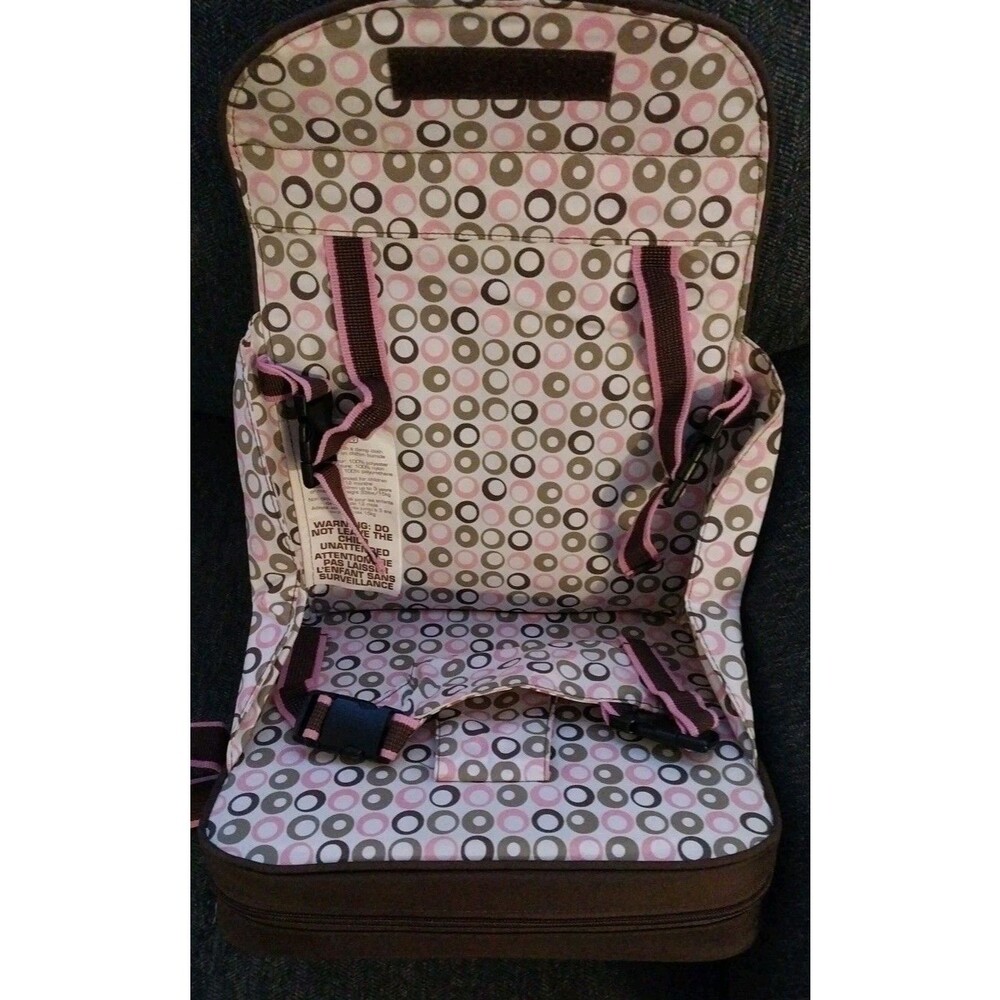 Polar Gear Baby On The Go Booster Seat Travel High Chair Portable Bag Brown Pink